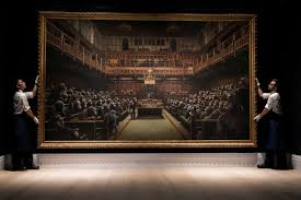 Less than 24 hours after being spotted for the first time in the small town of clevedon, it is already missing. Banksy Painting Devolved Parliament Sells For 12 Million The New York Times