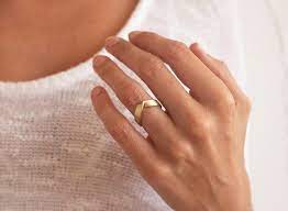 Wide Gold Ring Unisex Wedding Band V Shaped Wedding Ring Etsy In 2021 Wide Gold Ring Wedding Ring Shapes Thick Gold Band