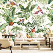 Benutzerdefinierte 3d Fototapete Tropical Garten Blume Vogel Personlichkeit Tapete Wohnzimmer Schlafzimmer Tapeten Tapeten Wandbilder Tapete Wohnzimmer Tapeten
