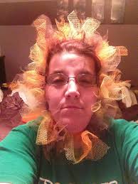 Homemade Lion's mane made out of tulle and elastic headband