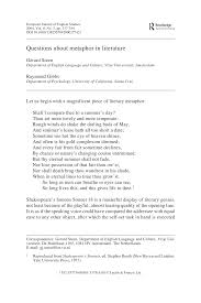 Terima kasih diatas kata semangat dan tunjuk ajar yang diberikan. Pdf Questions About Metaphor In Literature