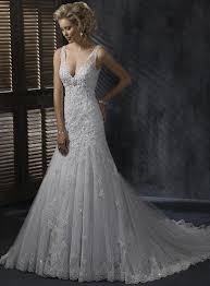 Plunging V Neck Lace Wedding Dress Drop Waist Bridal Gown Wedding Dresses Maggie Sottero Wedding Dresses Wedding Dress Necklines