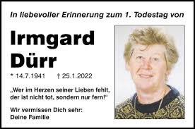 Traueranzeigen von Irmgard Dürr