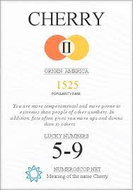 Name Cherry Meaning Origin Description Popularity 1525
