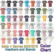 Bella Canvas 3001cvc Color Chart 2019 Updated Heathers Blends Digital File Shirt Colors Bella And Canvas Unisex Jersey Tshirt Psd Jpeg Jpg