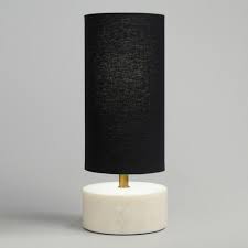 Mid Century White Marble Table Lamp With Black Linen Shade V1 Linen Lamp Shades Marble Table Marble Table Lamp