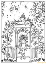 Green colours are great for human eyes and offer many fabulous green colour hues that allow to add depth to natural garden design and beautify yard landscaping. A Beautiful Garden Coloring Pages Hard Coloring Pages Coloring Pages For Kids And Adults