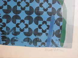 Hilda VIDAL (1941) : Femme et l'enfant. Lithographie couleur