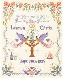 Also use our online tools and caption/border maker to chart your own text and words. Wedding Cross Stitch Kit In Mauve Gold And Peach With Birds