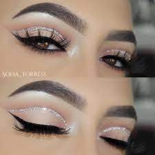 Best Shimmer Eyeshadow Lines Under Eyes White Glitter Eye Makeup 20190506 Silver Makeup Bridal Eye Makeup Eye Makeup