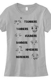 Dere Type Chart Ladies T Shirt Geeky Clothes Yandere Anime Shirt