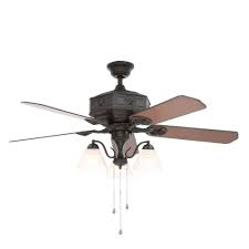 Hampton Bay Lonestar Ii 52 In Indoor Natural Iron Ceiling Fan With Light Kit Al875 Bk The Home Depot Ceiling Fan Ceiling Fan With Light Rustic Ceiling Fan