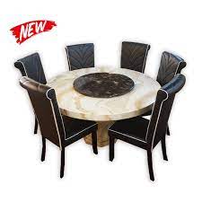 Used dinner tables are on sale on kaiyo with great discounts. Round Dining Table With Marble Top With 6 Chairs Kaki Lelong Everything New And Second Hand