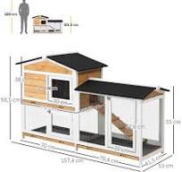 PawHut Conejera De Exterior Jaula Para Conejos Cabayas Animales Peque Os  Con Caseta Techo Asfaltico Abatible Y~d51 194