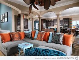 Orange And Cobalt Blue With Turquoise Images Home Decor Blue Orange And Chocolate Home In Living Room Orange Blue Living Room Blue And Orange Living Room