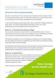 Schreibe erfolgreiche pressemitteilungen für dein startup! Pressemitteilung Muster Kostenloses Beispiel Als Vorlage Downloaden