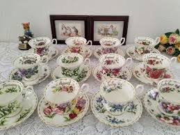 Complete Set 12 Months Royal Albert Flower Of The Month Etsy Royal Albert Tea Cups Vintage Tea Cups