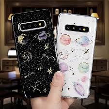 Glitter Planet Stars Case For Samsung A50 A60 S10 S9 Plus Note 9 10 Pro A7 A8 A9 2018 Full Body Soft Phone Back Cover Samsung Phone Cases Cute Phone Cases Samsung Phone
