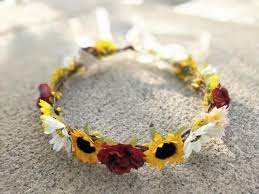 Sunflower Headband Baby Burgundy Sunflower Crown Flower Girl Crown Wedding Flower Crown Baby Flower Crown Flower Girl Headband Bridal Crown 2974608 Weddbook