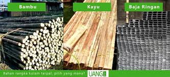 Bahan Kerangka Kolam Terpal Kayu Bambu Atau Baja Ringan Kolam Kolam Ikan Kayu