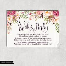 Floral Books For Baby Insert Card Flower Baby Shower Etsy Baby Shower Book Baby Shower Flowers Baby Shower Invitation Cards