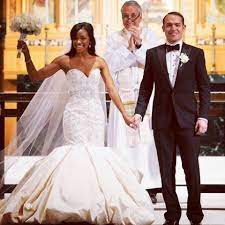 Jordan Benson And Brittany Payton Gorgeous Interracial Couple On Their Wedding Day Love Wmbw Bwwm Interracial Couples Celebrity Weddings Interracial Love