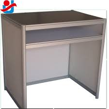 The adjustable aluminum alloy laptop desk is just what you need! Aluminum Desk For Exhibition Booth Exhibition Table Material Guangzhou Shell Scheme Desk For Trade Show View Aluminum Exhibition Reception Desk Yujin Product Details From Guangzhou Yujin Shelf Display Co Ltd On Alibaba Com