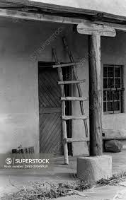 Adobe, Black and White, Corbel, ladder, New Mexico, Taos, Western, Wooden  Ladder