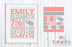 Baby Birth Announcement Template Svg Cut File 101221 Svgs Design Bundles