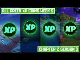 All fortnite xp coins for week 8 green blue purple gold xp coins in the description. All 4 Green Xp Coins Locations Week 5 Secret Xp Coins Fortnite Chapter 2 Season 3