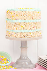 Happy Birthday Rice Krispie Treats Spring Rice Krispy Treat Cake Recipe Rice Krispies Rice Krispie Treats Krispie Treats