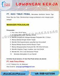 13 april 2021 sampai 19 april 2021, alamat : Pt Indo Timur Prima Lowongan Kerja Di Makassar Facebook