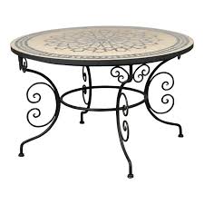Late 20th Century Vintage Moroccan Outdoor Round Mosaic Tile Dining Table On Iron Base In 2020 Mosaic Tile Table Vintage Moroccan Dining Table