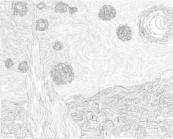 This coloring page is inspired by vincent van gogh's painting, sunflowers. Starry Night Van Gogh Coloring Page Iconmaker Info