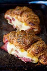 You'll rack up 530 calories, along with 32 grams of fat, 13 grams of saturated fat, 190 milligrams of cholesterol, 900 milligrams of sodium, and 41 grams of carbs. Ham And Cheese Croissant With Honey Mustard Glaze Nicky S Kitchen Sanctuary