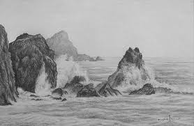 How To Draw A Seascape In Pencil Art By Nolan Landscape Drawings Cool Landscapes Sea Drawing