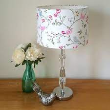 Heavy stone grey floral bedside table lamp with shade 40cm 40w inline switch. Cream Blue Pink Bird Butterfly Floral Lampshade Ceiling Bedside Table Lamp Shade Ebay