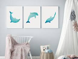Dolphin Nursery Decor Ocean Kid Room Dolphin Watercolor Etsy Dolphin Wall Art Ocean Kids Room Dolphin Wall Decor