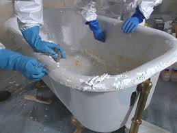 Pass the sponge brush parallel to the adhesive tape. How To Reglaze A Clawfoot Tub How Tos Diy
