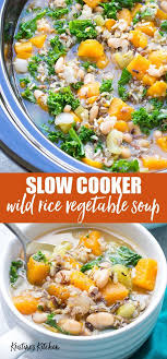 Slow Cooker Wild Rice Vegetable Soup This Healthy Crockpot Soup Is Great For Meal Prep Wild Rice Soup Recipes Healthy Crockpot Soup Vegetable Soup Crock Pot