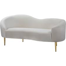 Overstock octane seating octane turbo xl700 curved with middle loveseat/ manual recline/ black. Meridian 659cream L Ritz Curved Loveseat In Cream Velvet On Gold Metal Legs