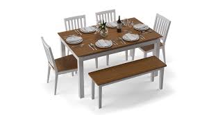 Our collection of white dining tables and black dining tables make for an artful arrangement. Urban Ladder Diner 6 Seater Dining Table Set With Bench Finish Golden Oak Amazon In Furniture