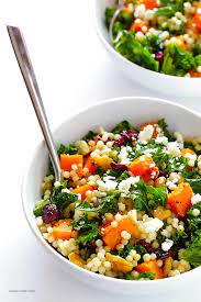 Kale salad with couscous with butternut squash. Roasted Butternut Squash Kale And Cranberry Couscous Gimme Some Oven