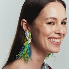 Mignonne Gavigan Monk Statement Bird Earrings Green Blue