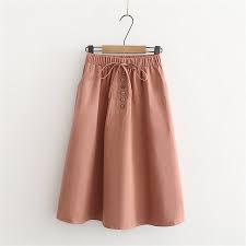 fashion woman autumn new korean high waist a word skirt solid color cotton skirt