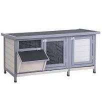 PawHut Wooden Rabbit Hutch Bunny Hutch Cage Guinea Pig with Waterproof  Roof, No Leak Tray and Feeding Trough, for Rabbits, Chickens, Ducks, ...