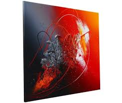 Tableau abstrait moderne gris noir blanc rouge bleu argent. Hyades Tableau Abstrait Contemporain Peinture Acrylique En Relief Noir Rouge Gris Argent Blanc Orang Pintura Por Nathalie Robert Artmajeur