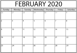 Monthly Calendar February 2020 In 2020 February Calendar Calendar Printables Calendar