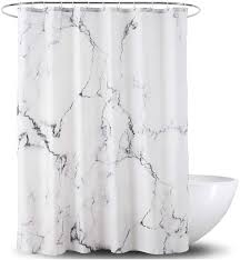 Black And White Fabric Shower Curtain Just Bought This For The Shower Curtain In The Upstairs Bathroom Liked The White They Ha In 2020 Black Shower Curtains Fabric Shower Curtains Bathroom Shower Curtains