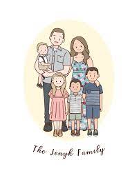 Custom Family Portrait Digital Portrait Custom Illustration Etsy Family Drawing Illustration Family Drawing Family Cartoon